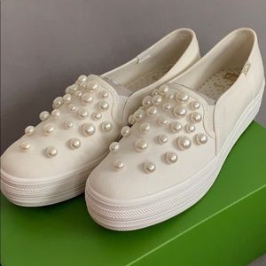 Keds x Kate Spade New York Bridal Triple Decker Pearl Sneakers WITH BOX